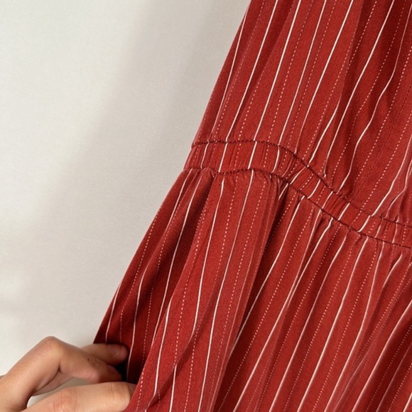 Torrid Rust Orange Stripe Challis Wide Leg Jumpsuit - Picture 7 of 15